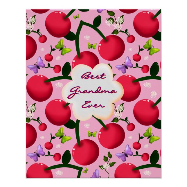 Custom and personalized cherry butterfly gift  poster (Front)