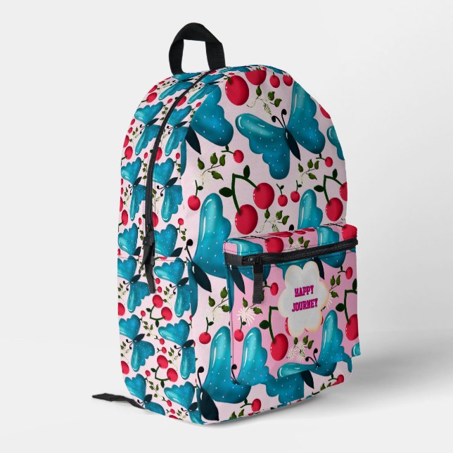 Custom and personalized cherry butterfly gift  pri printed backpack (Back Corner Left)