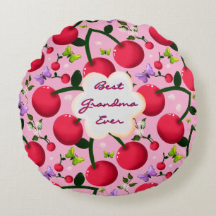 Custom and personalized cherry butterfly gift  round pillow