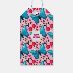Custom and personalized cherry butterfly gift tags