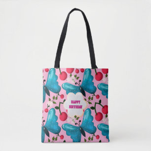 Custom and personalized cherry butterfly gift   tote bag