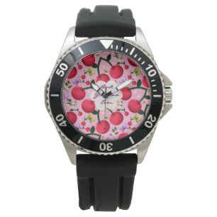 Custom and personalized cherry butterfly gift  watch
