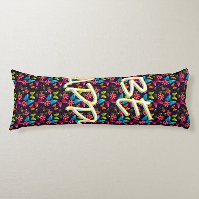 Custom and personalized Colourful Butterfly  Body Pillow (Front)