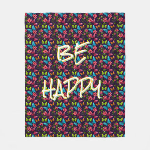 Custom and personalized Colourful Butterfly Fleece Blanket