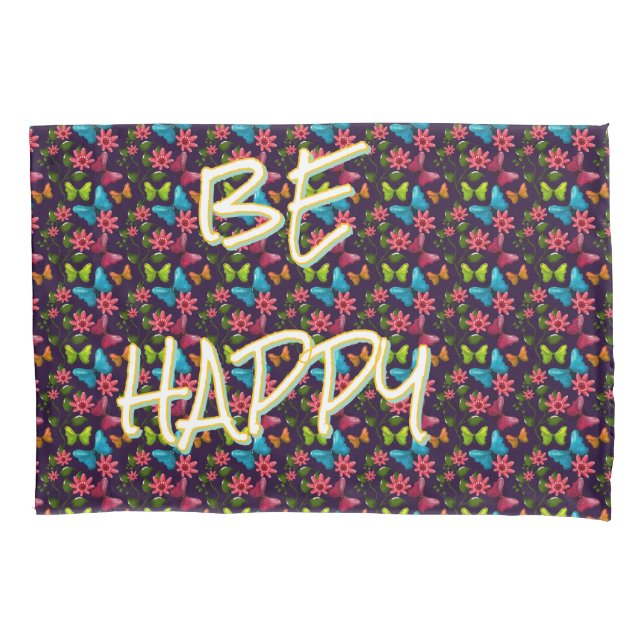 Custom and personalized Colourful Butterfly  Pillowcase (Front)
