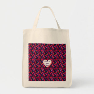 Custom and personalized Cute Cherry Butterfly Tote Bag