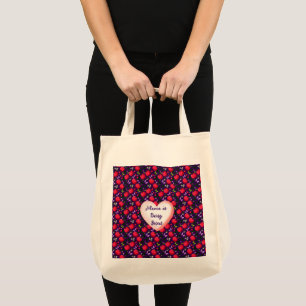Custom and personalized Cute Cherry Butterfly Tote Bag