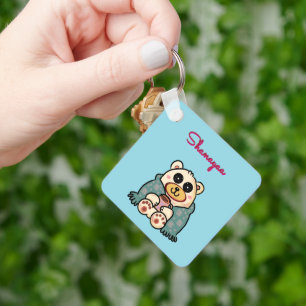 Custom and personalized cute polar bear  keychain