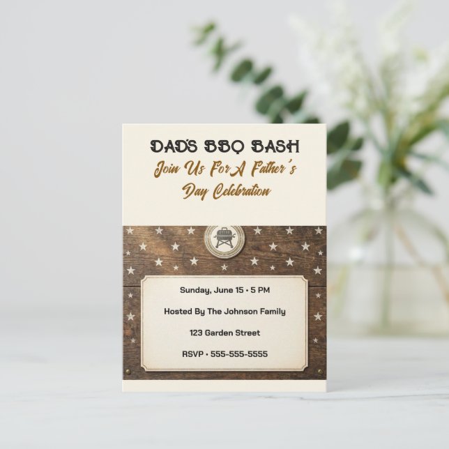 Custom and personalized Father's Day Invitation  Postcard (Standing Front)