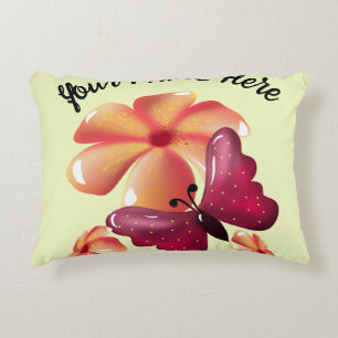 Custom and personalized floral Butterfly  Accent Pillow