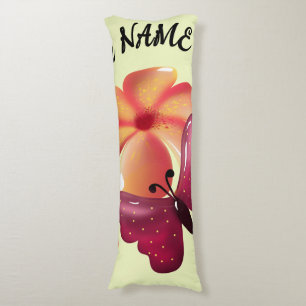 Custom and personalized floral Butterfly  Body Pillow