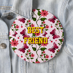 Custom and personalized floral Butterfly pattern  6 Inch Round Button