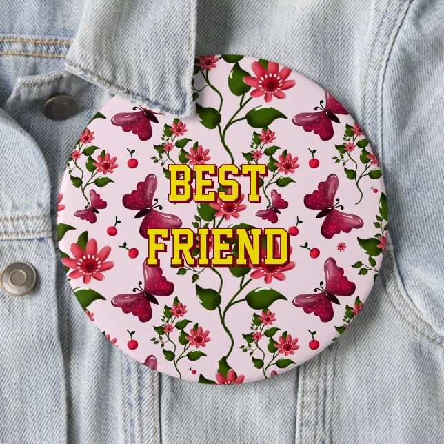 Custom and personalized floral Butterfly pattern  6 Inch Round Button (In Situ)