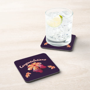 Custom and personalized floral Butterfly Pattern Coaster