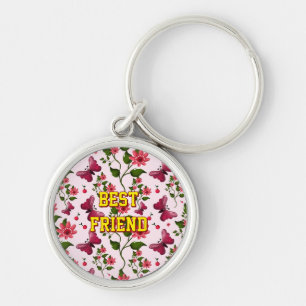 Custom and personalized floral Butterfly pattern  Keychain