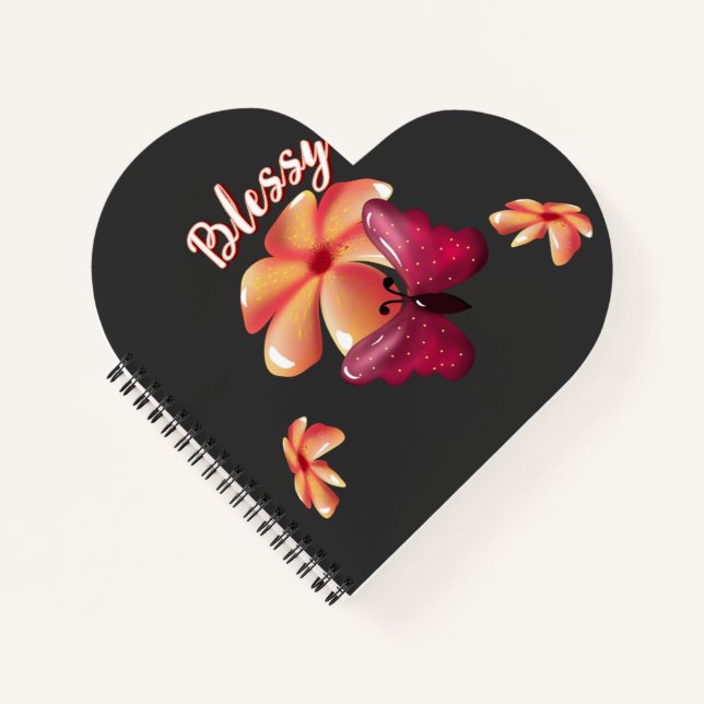 Custom and personalized floral Butterfly Pattern  Notebook (Front)