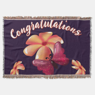 Custom and personalized floral Butterfly Pattern Throw Blanket