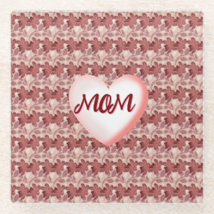 Custom and personalized floral gift for Mom Glass Coaster