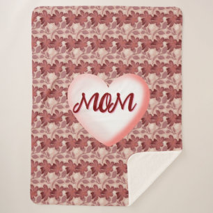 Custom and personalized floral gift for Mom Sherpa Blanket