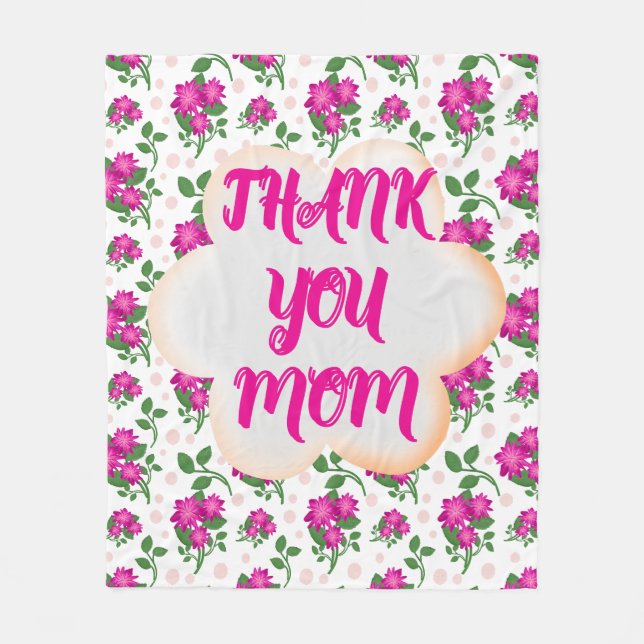 Custom and personalized floral pattern  fleece blanket (Front)