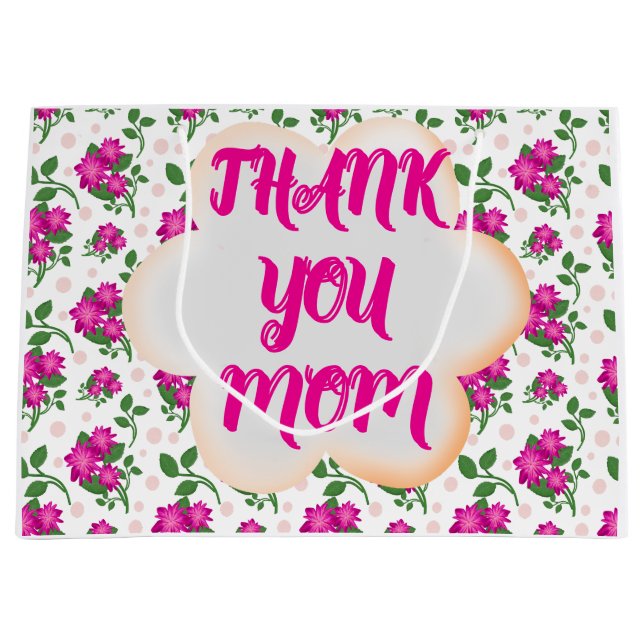 Custom and personalized floral pattern  large gift bag (Front)