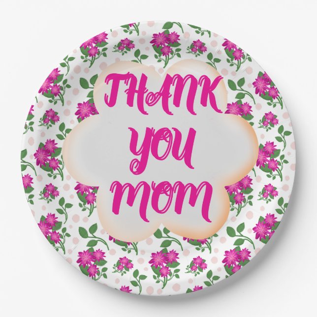 Custom and personalized floral pattern  paper plate (Front)