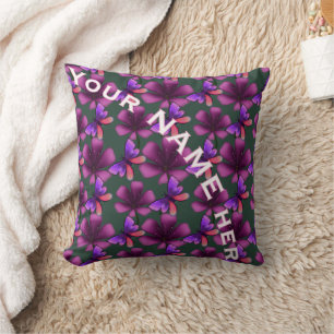 Custom and personalized floral Spiral Notebook Throw Pillow