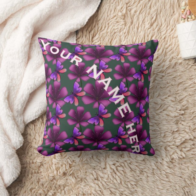 Custom and personalized floral Spiral Notebook Throw Pillow (Blanket)