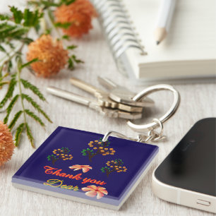Custom And personalized gift Botanical Pattern  Keychain