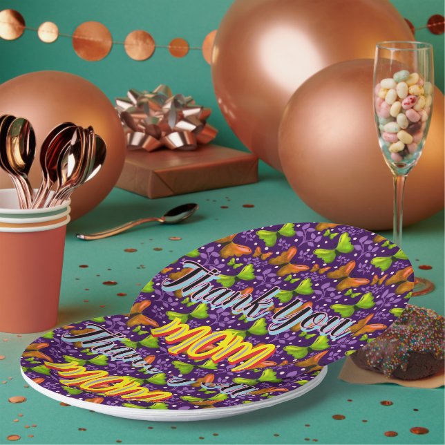Custom and personalized gift butterfly Pattern   Paper Plate (Multi)