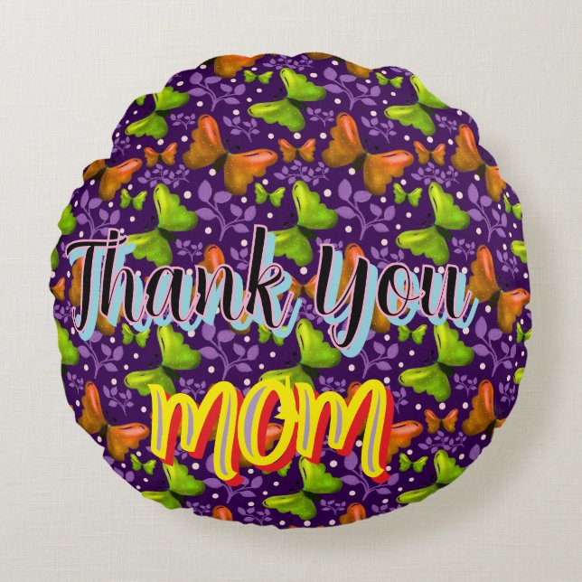 Custom and personalized gift butterfly Pattern   Round Pillow (Front)