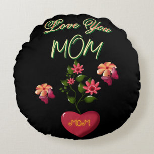Custom and Personalized Mother's Day Floral gift  Round Pillow