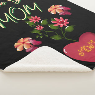 Custom and Personalized Mother's Day Floral gift Sherpa Blanket