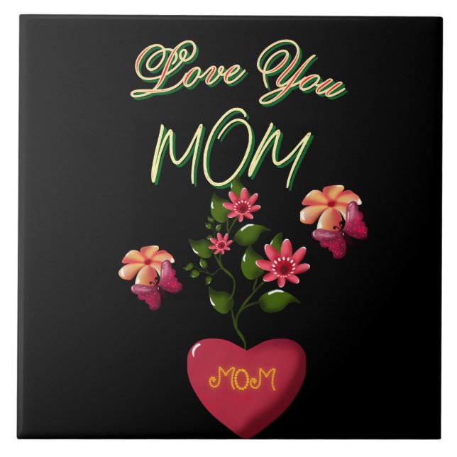 Custom and Personalized Mother's Day Floral gift  Tile (Front)