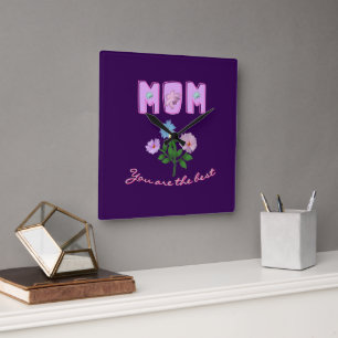 Custom and personalized mother's day gift square wall clock