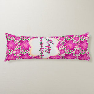 Custom and personalized pink floral  body pillow