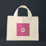 Custom and personalized pink floral  mini tote bag<br><div class="desc">Vibrant hot pink flowers bloom across a deep black background, creating a bold and eye-catching seamless pattern. Accented with playful polka dots and smaller floral elements, this design delivers a striking contrast perfect for modern, trendy products. Ideal for statement fashion, phone cases, and accessories, this repeat pattern combines artistic texture...</div>