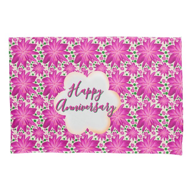 Custom and personalized pink floral  pillowcase (Front)