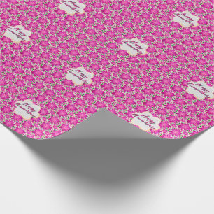 Custom and personalized pink floral  wrapping paper
