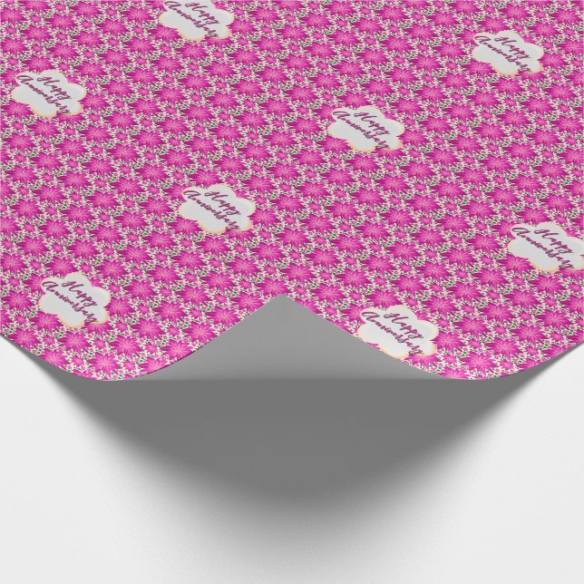 Custom and personalized pink floral  wrapping paper (Corner)