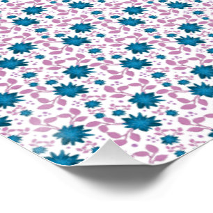 Custom and personalized teal and pink floral poster