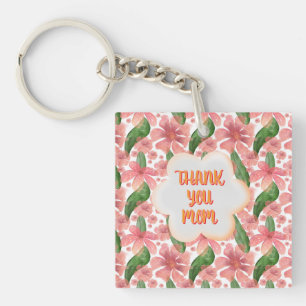 Custom and personalized Thank You Mom Watercolor Keychain