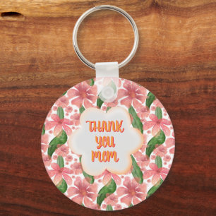 Custom and personalized Thank You Mom Watercolor Keychain