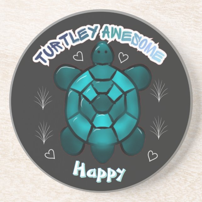 Custom and personalized turtle lover gift  coaster (Front)