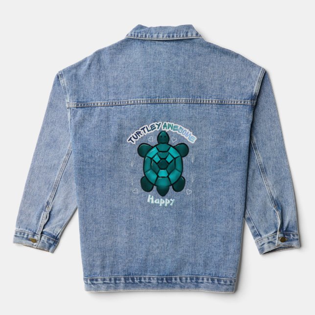 Custom and personalized turtle lover gift  denim jacket (Back)