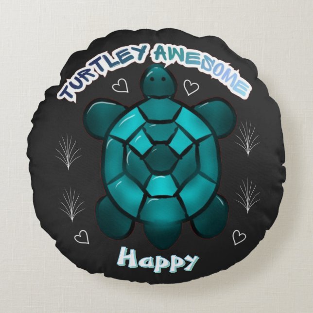 Custom and personalized turtle lover gift  round pillow (Front)