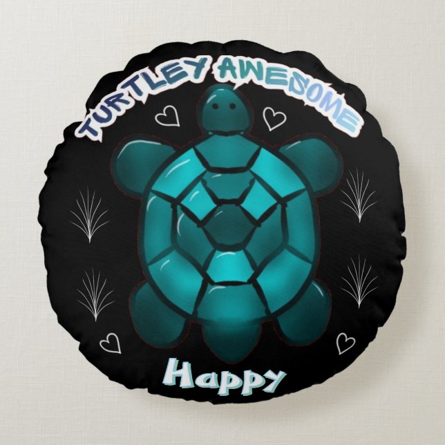 Custom and personalized turtle lover gift  round pillow (Front)