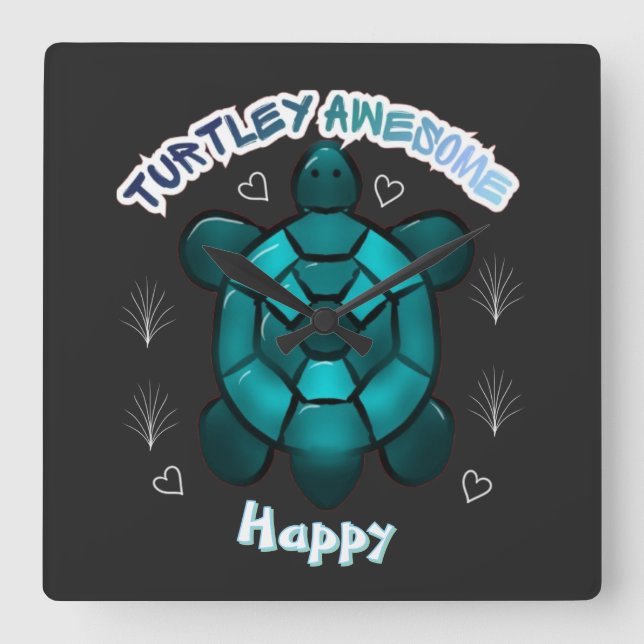 Custom and personalized turtle lover gift  square wall clock (Front)