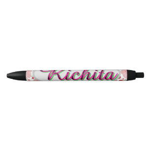 Custom and Personalized watercolor floral Black Ink Pen