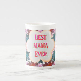 Custom and personalized watercolor floral  bone china mug